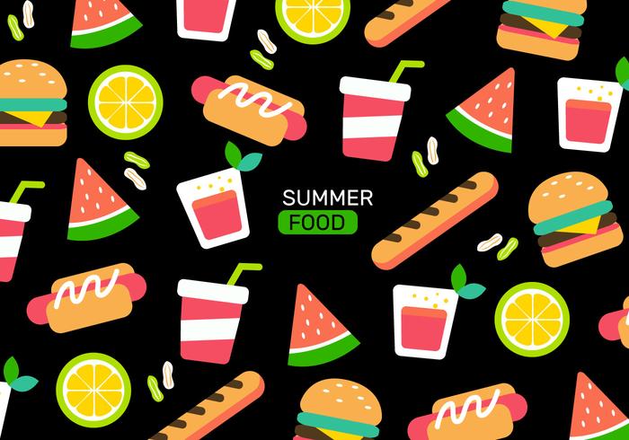 Ilustração colorida do vetor do teste padrão do alimento do verão