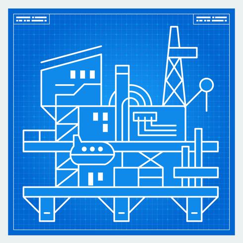 Esquema de projeto de plataforma de plataforma de petróleo vetor