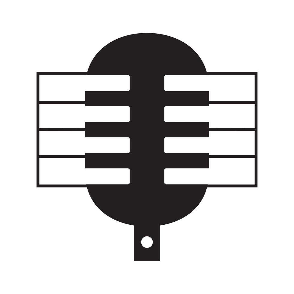 música de podcast de microfone com design de logotipo de piano vetor gráfico símbolo ícone sinal ilustração ideia criativa