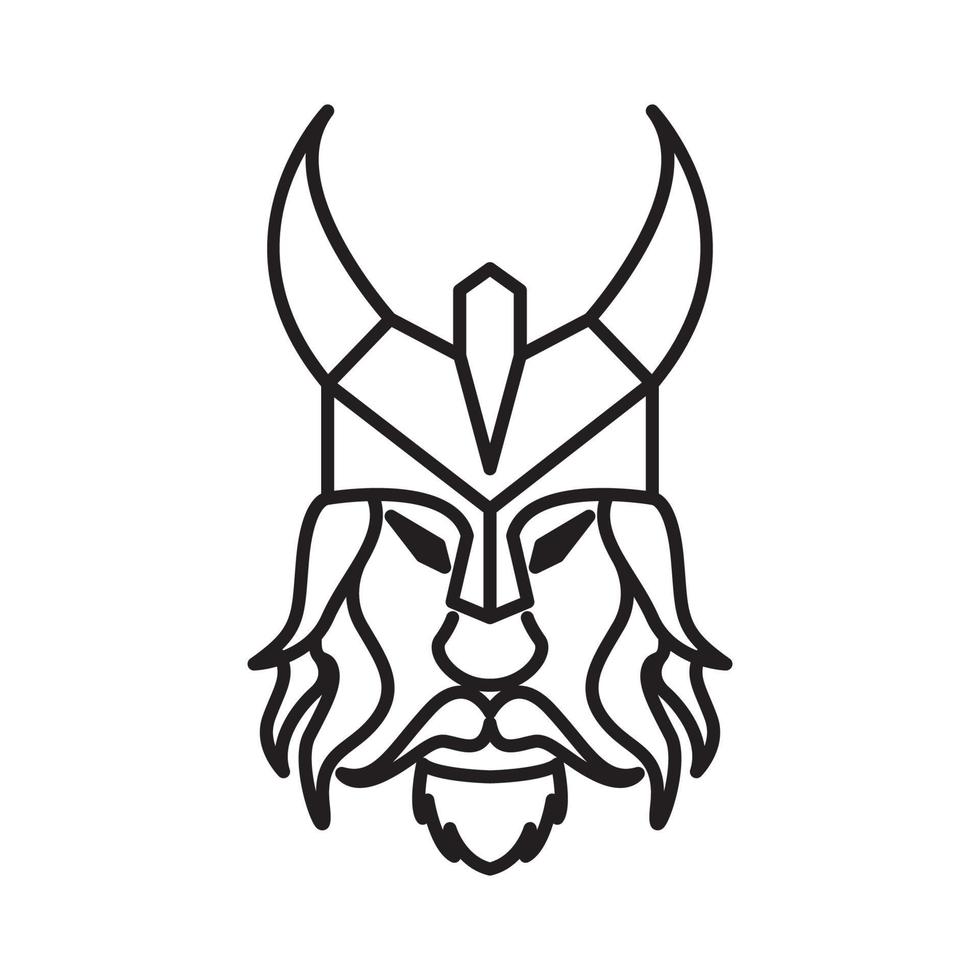 linha rosto homem barba viking logotipo design gráfico vetorial símbolo ícone sinal ilustração ideia criativa vetor