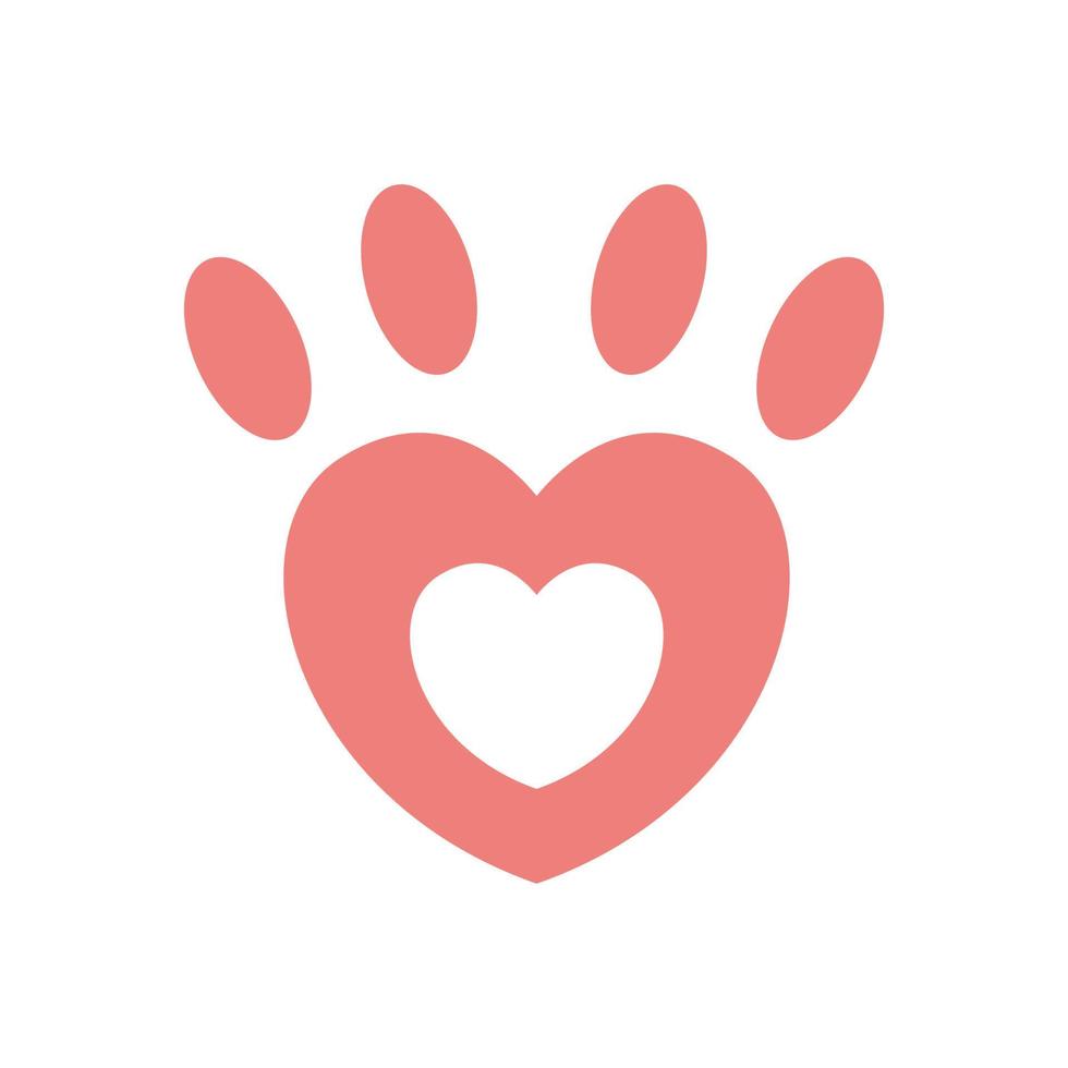 forma de amor com design de logotipo de animais de estimação vetor gráfico símbolo ícone sinal ilustração ideia criativa
