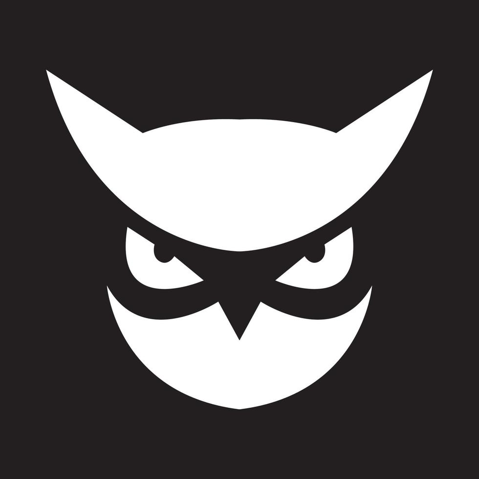 cara de coruja cabeça logotipo branco símbolo ícone vetor design gráfico ilustração ideia criativa