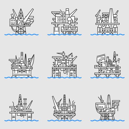 Plataforma de petróleo offshore. vetor