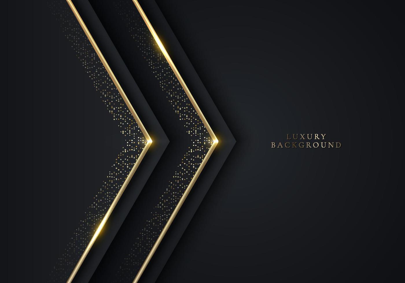 design de modelo de luxo moderno triângulos pretos e linha de listras de ouro 3d glitter dourado vetor