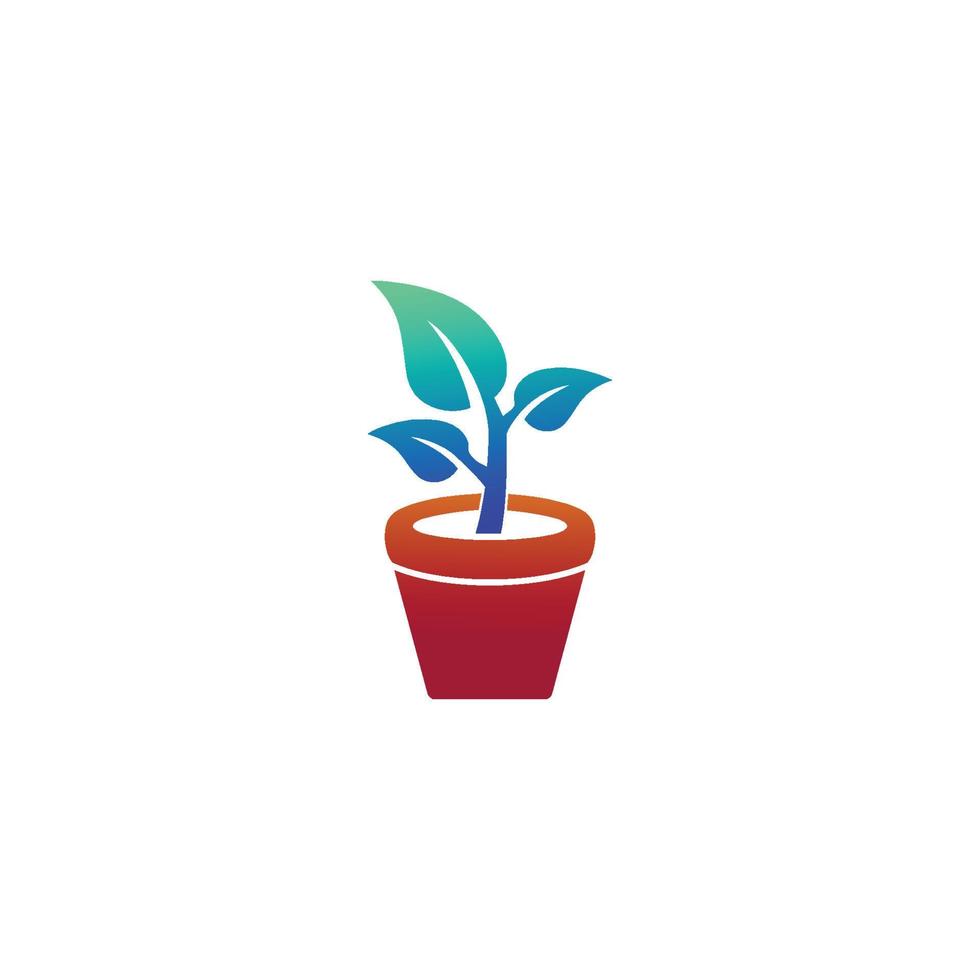 vaso de flores e imagem vetorial de logotipo de planta vetor