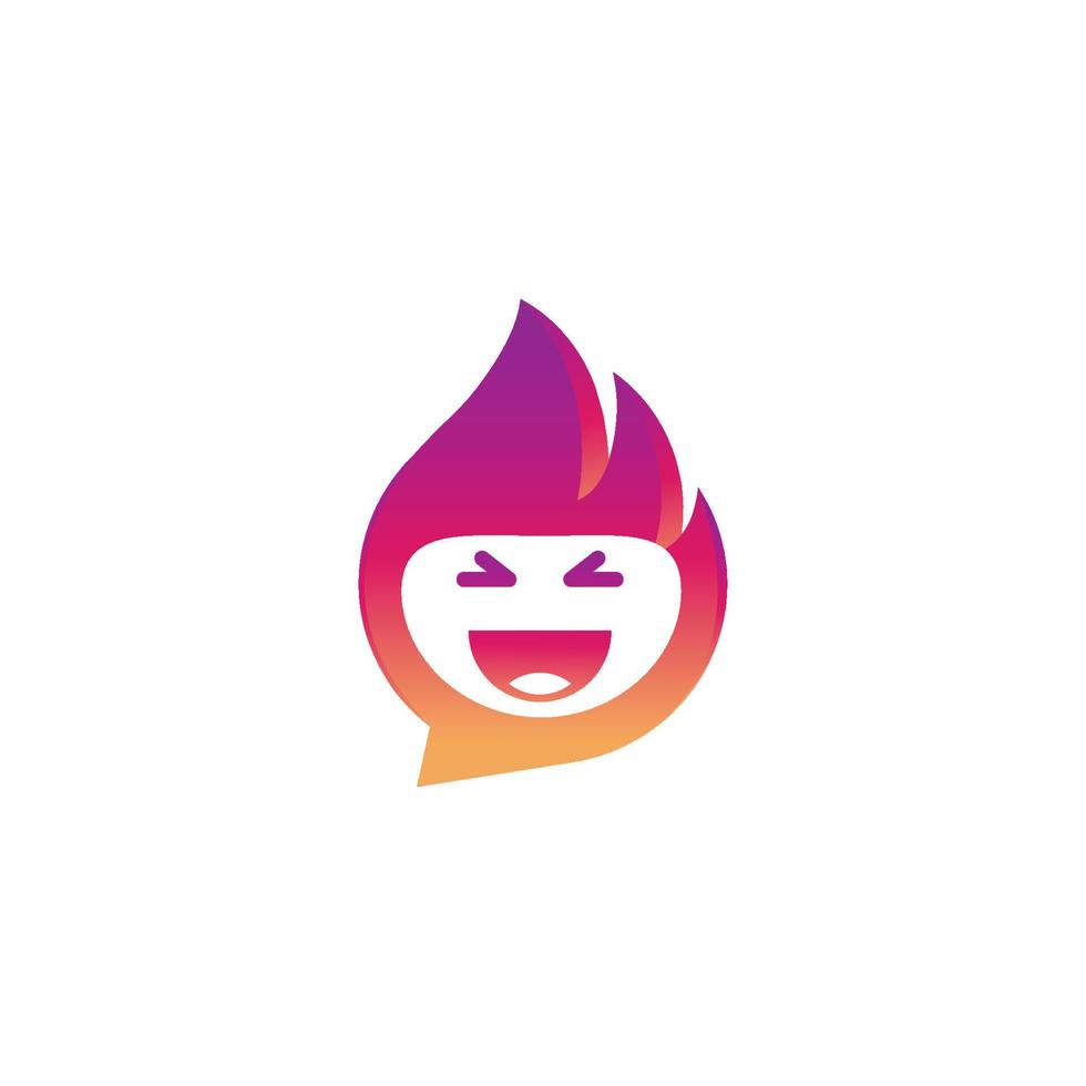 design de logotipo de bate-papo de rosto de sorriso de fogo vetor