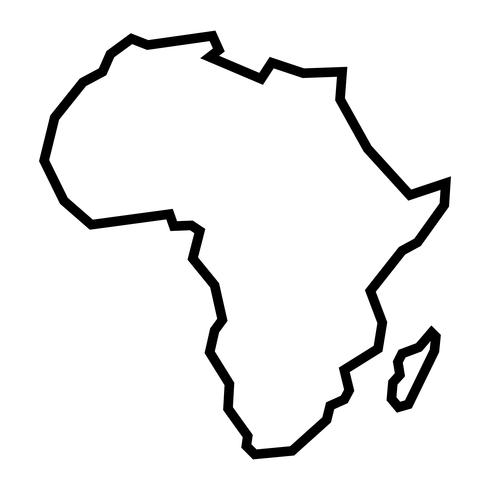 Mapa detalhado do continente de África em silhueta preta vetor