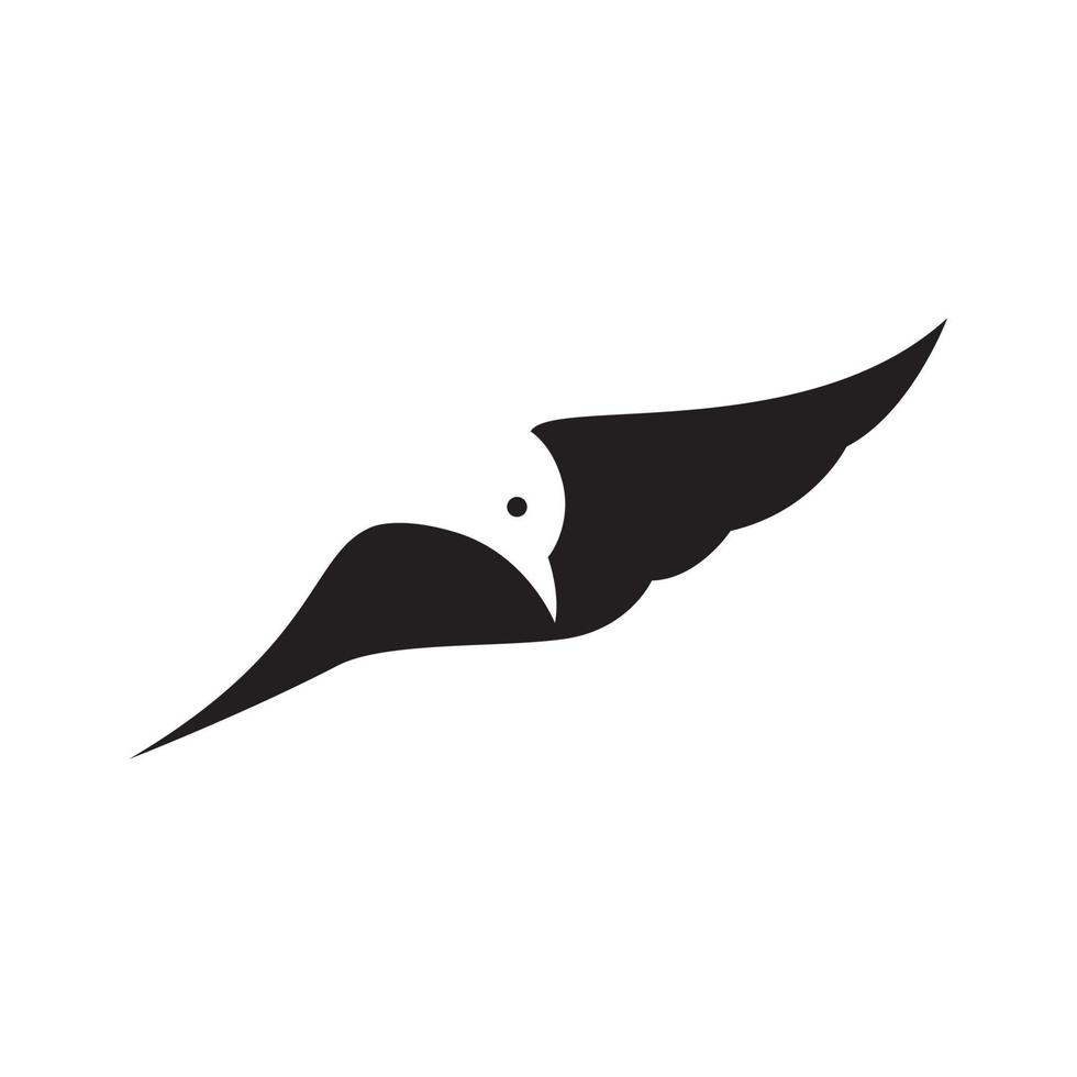 cabeça de pássaro de espaço negativo com asas logotipo símbolo ícone vetor design gráfico ilustração ideia criativa