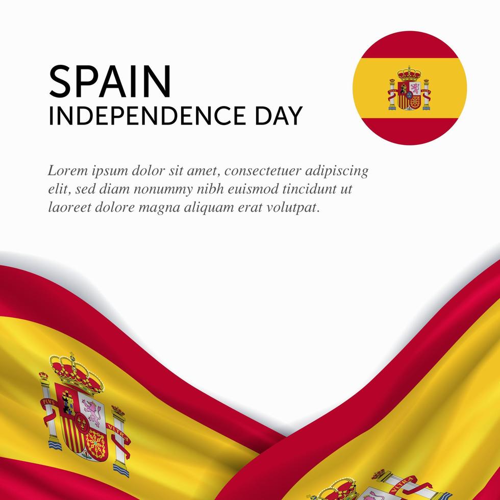 aniversário dia da independência espanha. banner, cartão de felicitações, design de folheto. design de modelo de pôster vetor