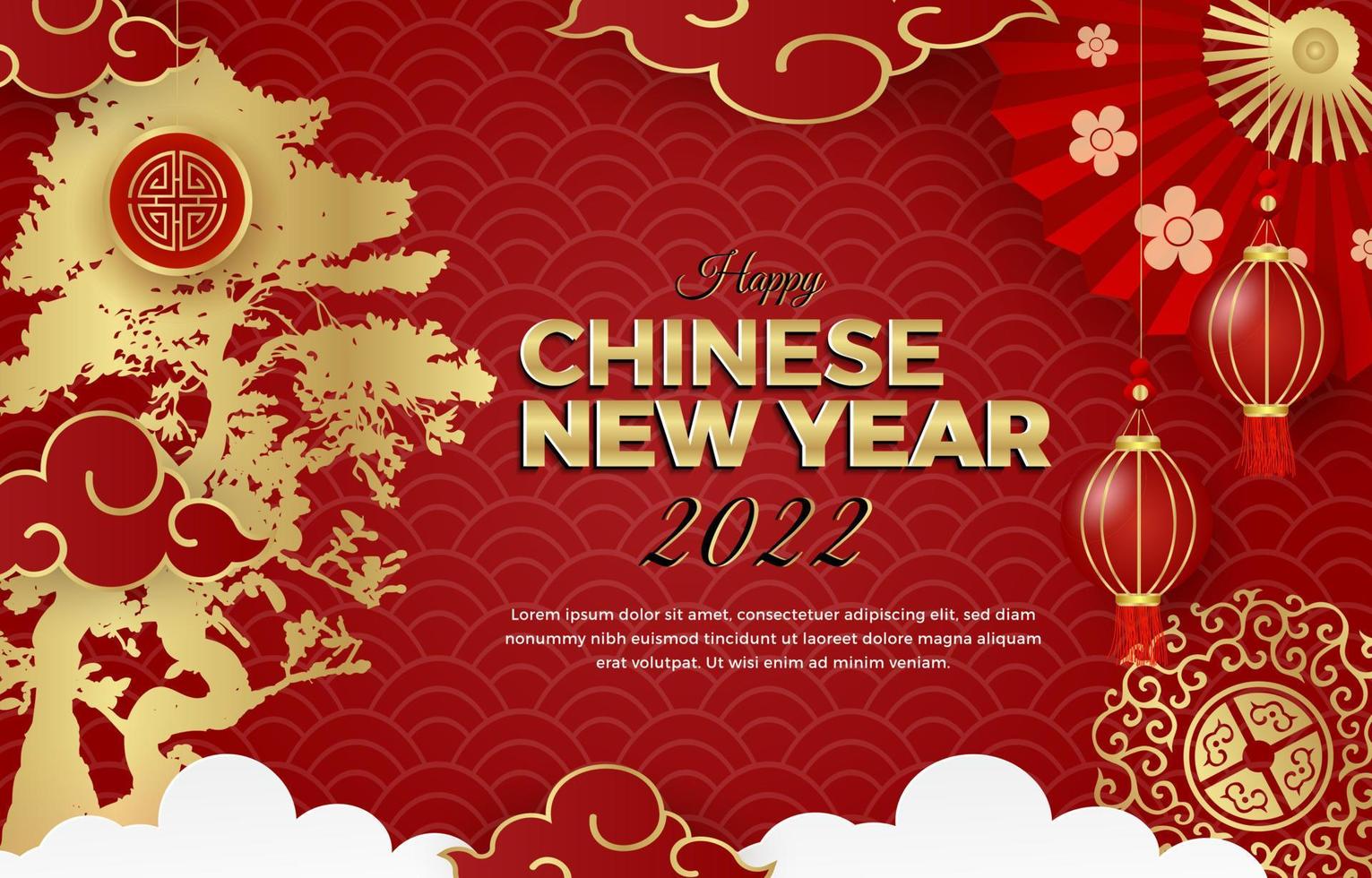 feliz ano novo chinês 2022 design de cartaz, panfleto, cartão de saudação vetor