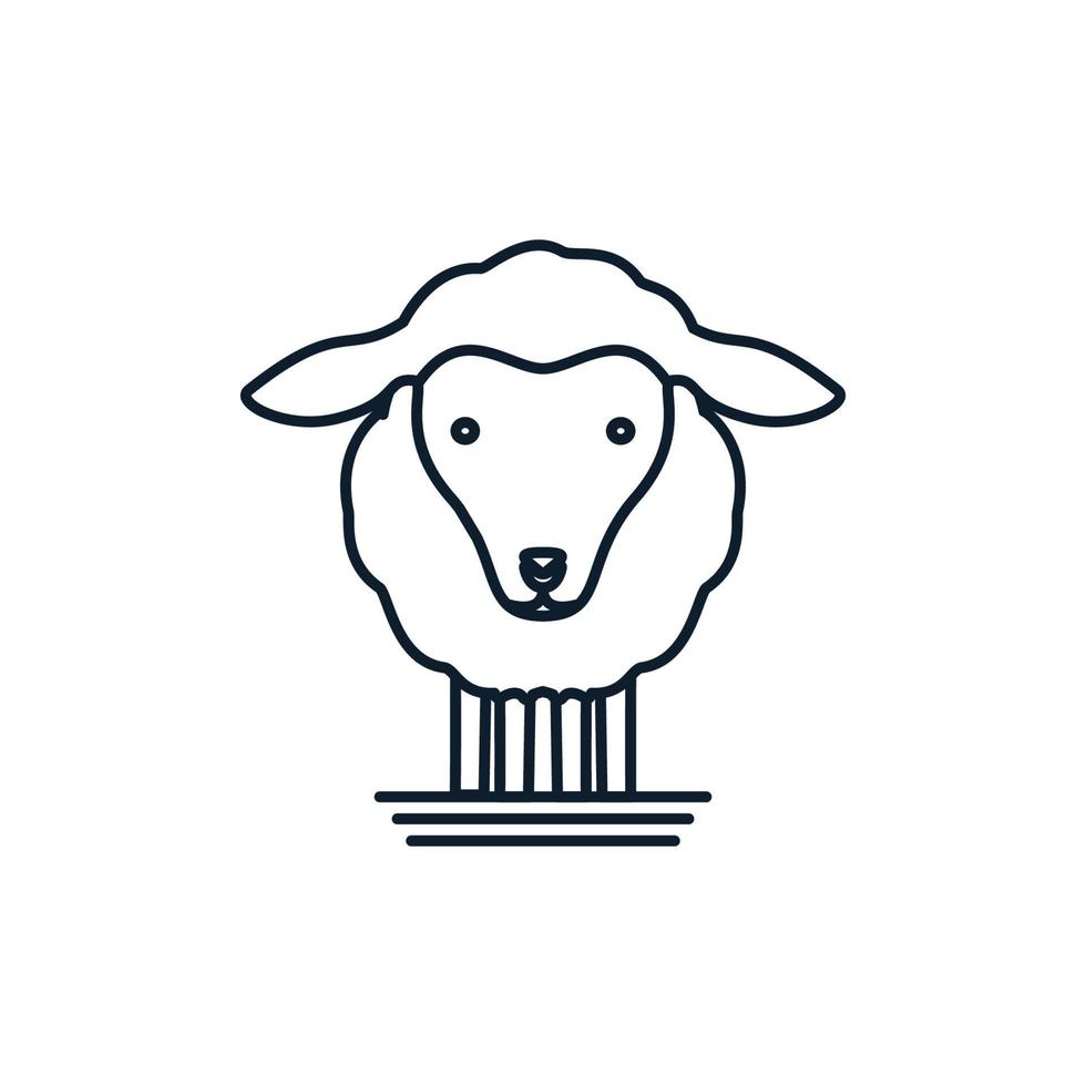 design de logotipo de linha de ovelha ou cabra bonito vetor