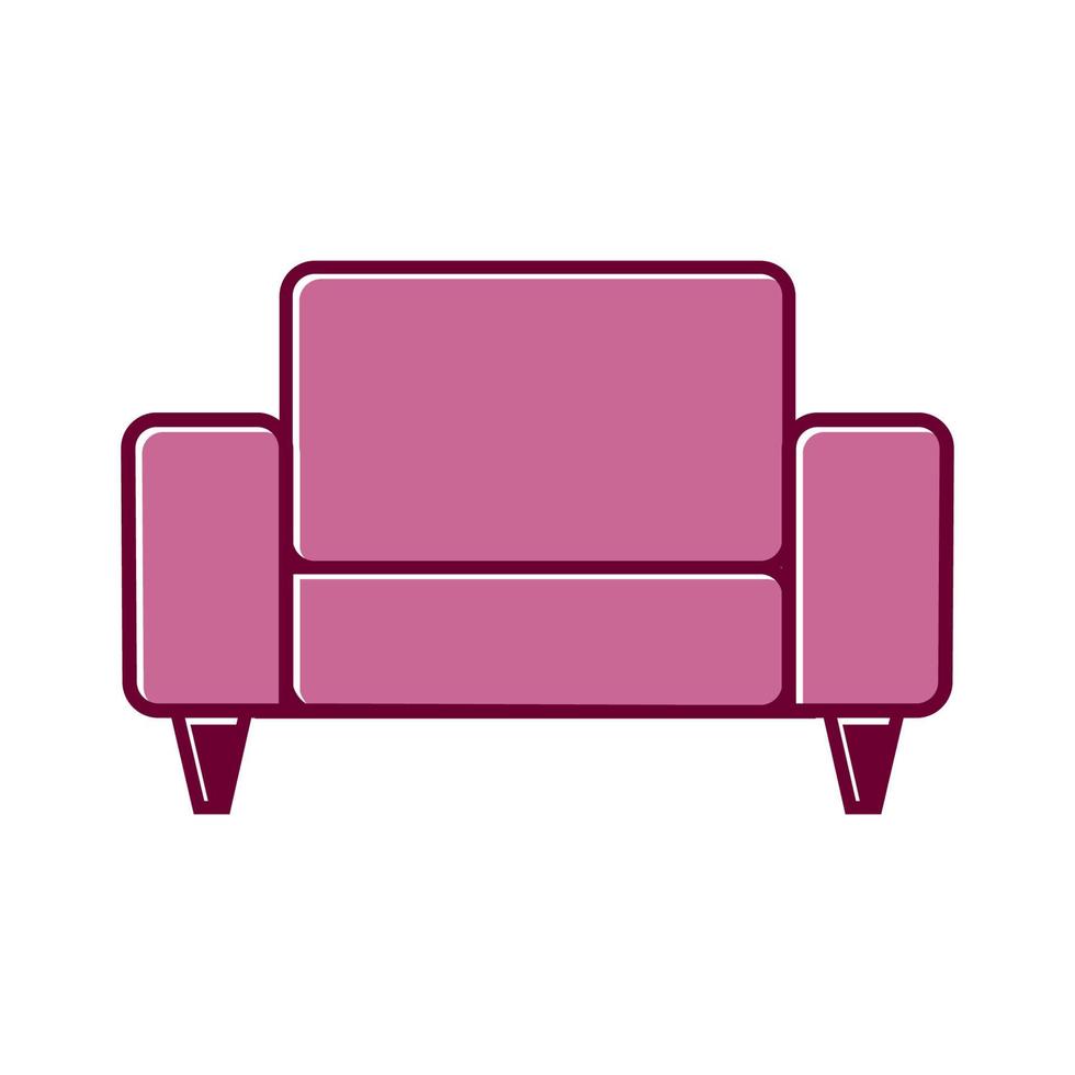móveis de interiores sofá minimalista rosa logotipo vetor ícone design ilustração