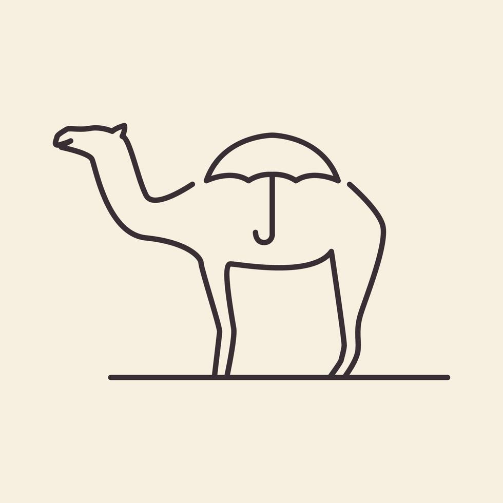 guarda-chuva com camelo logotipo vintage símbolo ícone vetor design gráfico ilustração ideia criativa