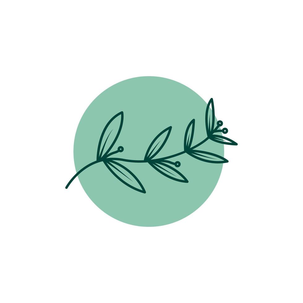 folha simples planta hipster círculo logotipo símbolo ícone vetor design gráfico
