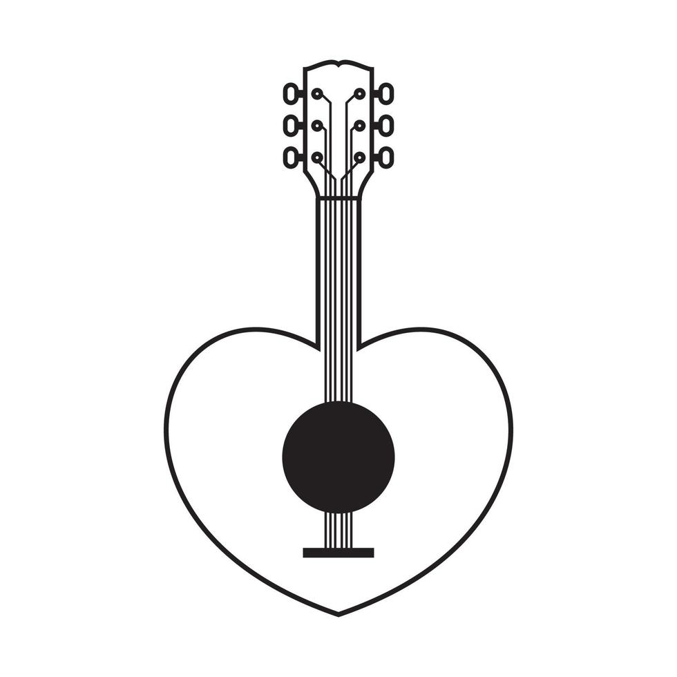 ukulele tradicional com design de logotipo de forma de amor vetor gráfico símbolo ícone sinal ilustração ideia criativa