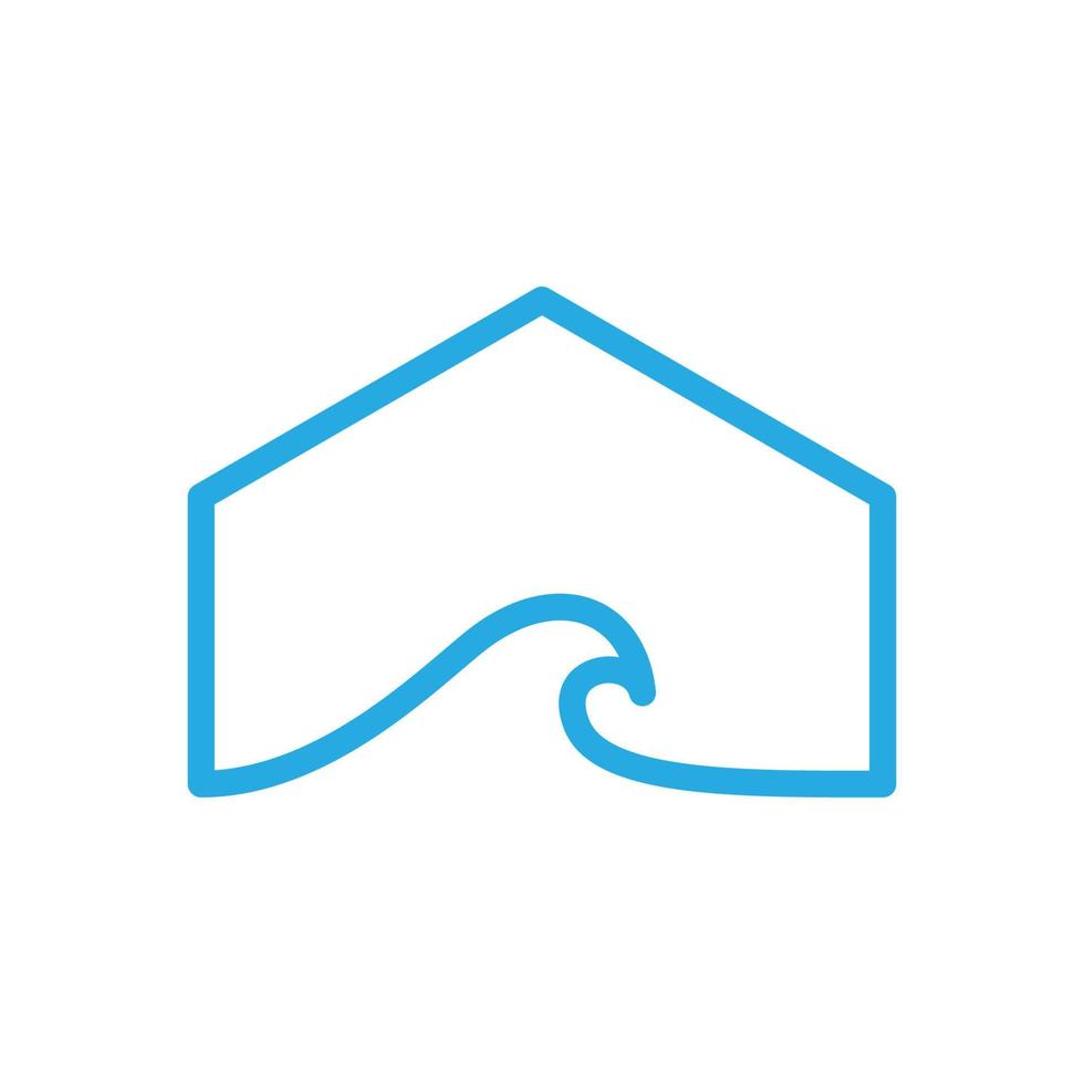 linha mínima para casa com design de logotipo de onda vetor símbolo gráfico ícone sinal ilustração ideia criativa