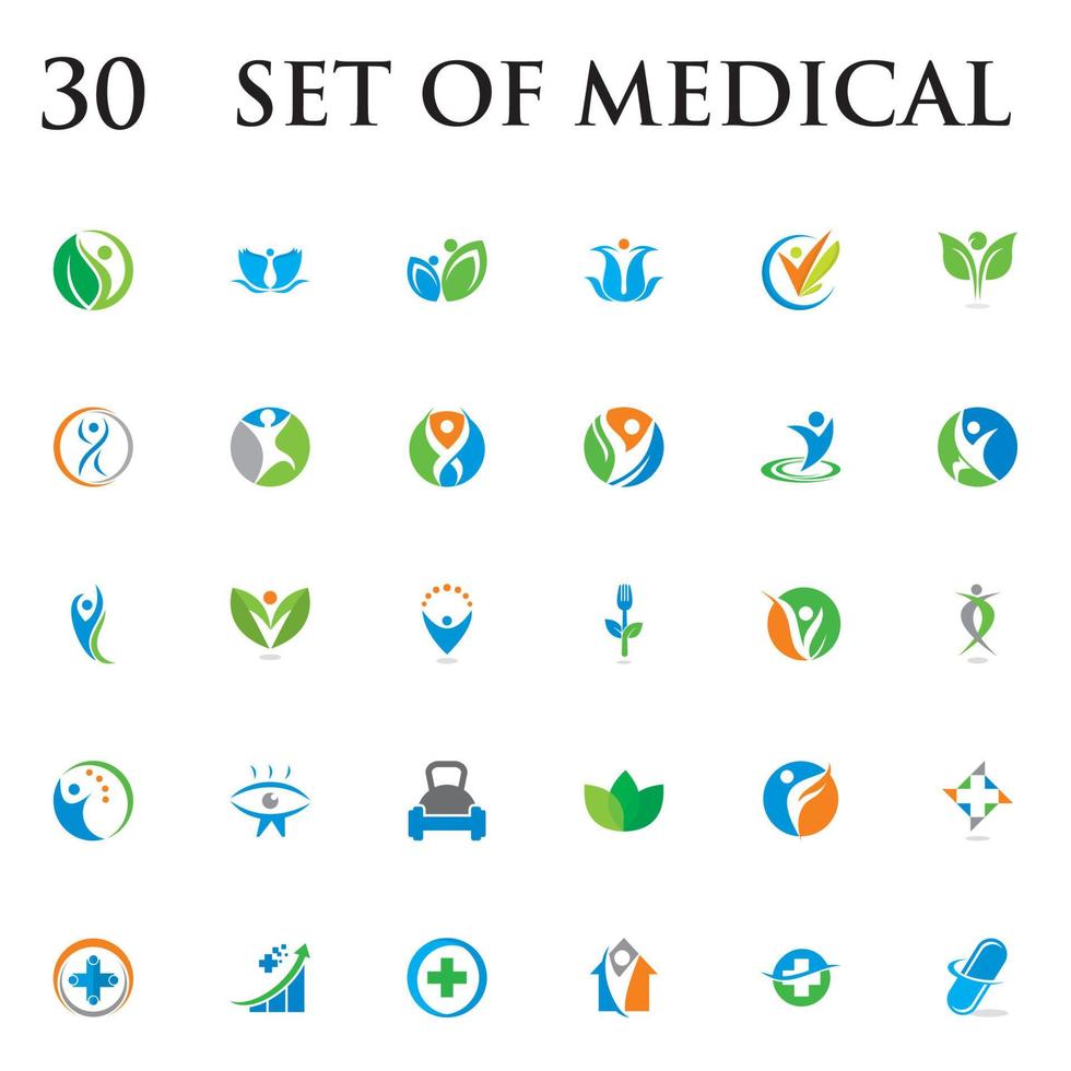 conjunto de vetor médico, conjunto de logotipo de farmácia