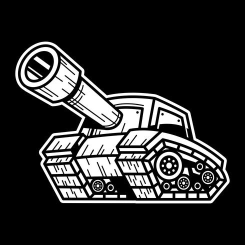 Máquina de tanque do exército dos desenhos animados com grande canhão pronto para disparar ilustração vetorial vetor