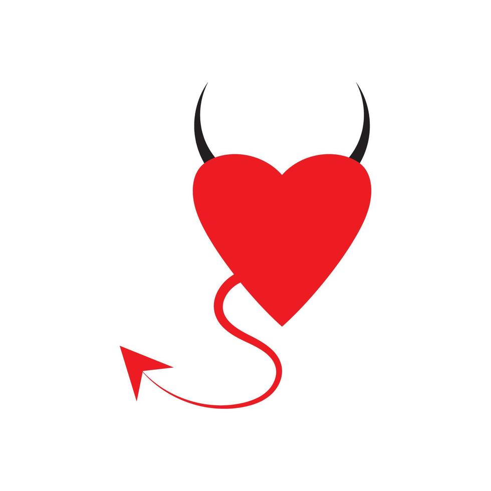 modelo de vetor de logotipo do diabo do coração