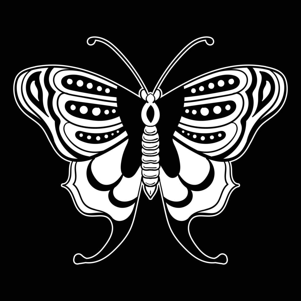 borboleta preto e branco estilo desenhado à mão vetor premium