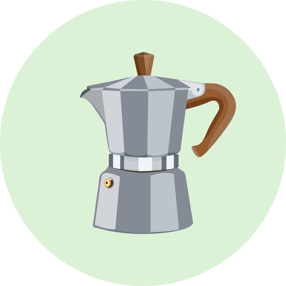 ilustração realista da cafeteira italiana tradicional. máquina de café expresso de fogão. vetor