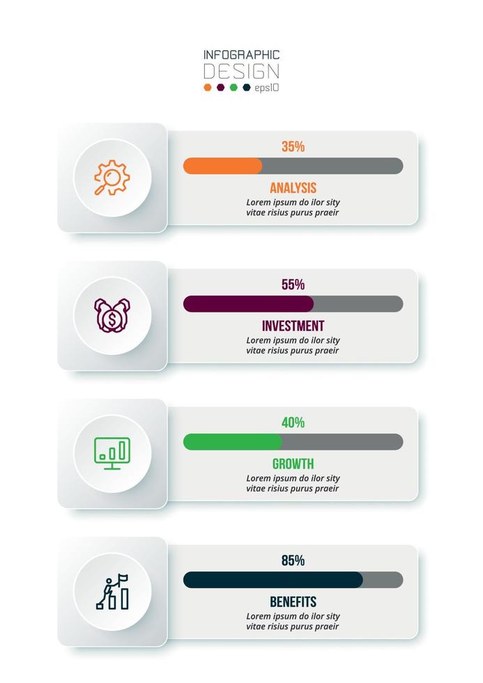 conceito de negócio de modelo infográfico com fluxo de trabalho. vetor