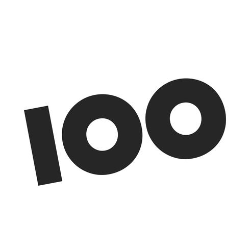 Número 100/100 gráficos de texto na moda legal vetor