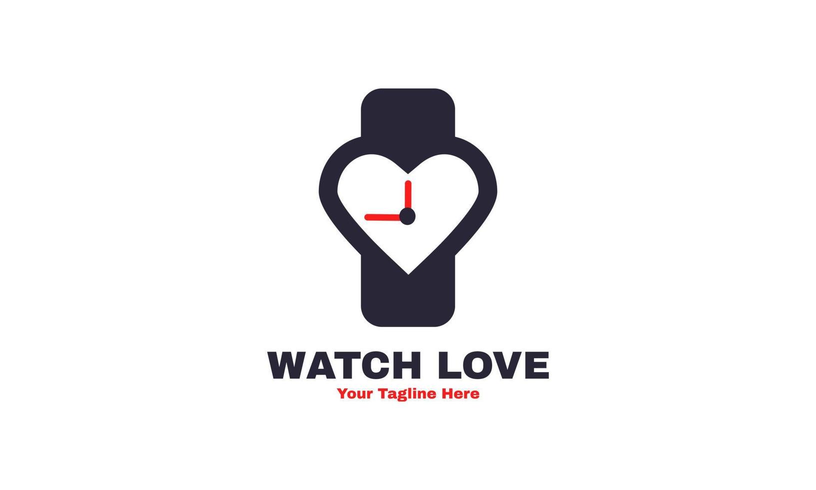 relógio criativo logotipo de amor empresa de negócios moderna vetor