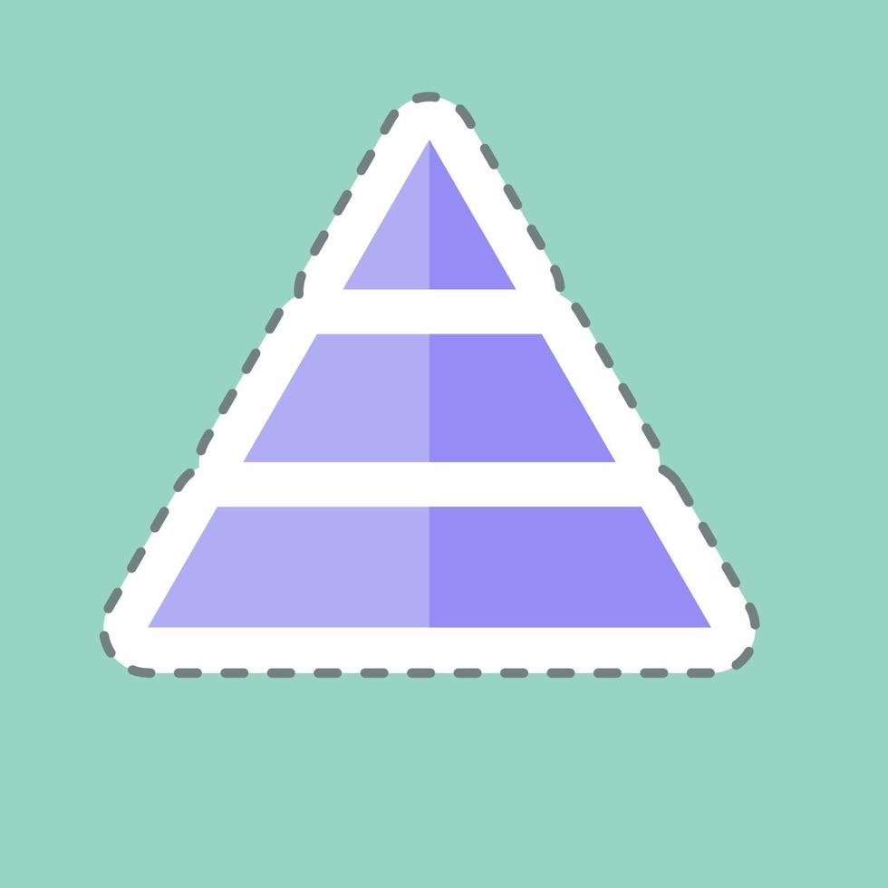 adesivo de gráfico de pirâmide em corte de linha na moda isolado em fundo azul vetor