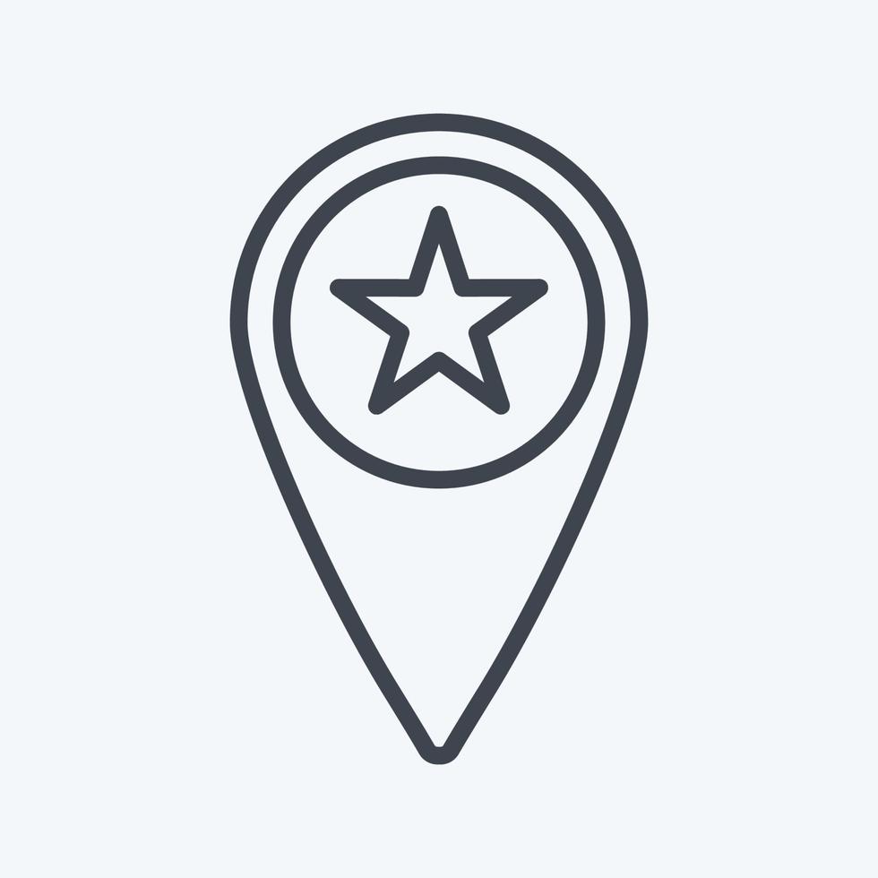 ícone de localização com estrela em estilo de linha moderno isolado em fundo azul suave vetor