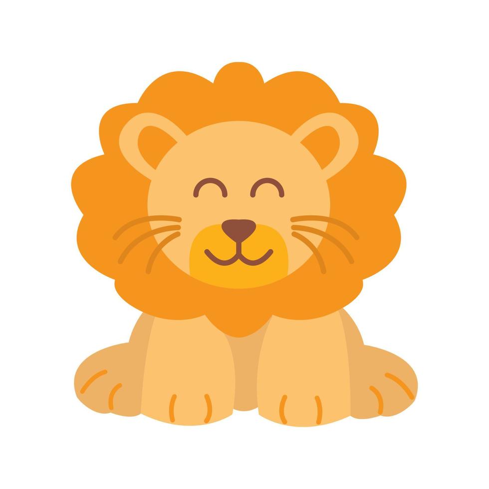 suporte de leão ilustração em vetor ícone de logotipo plano de desenho de sorriso fofo