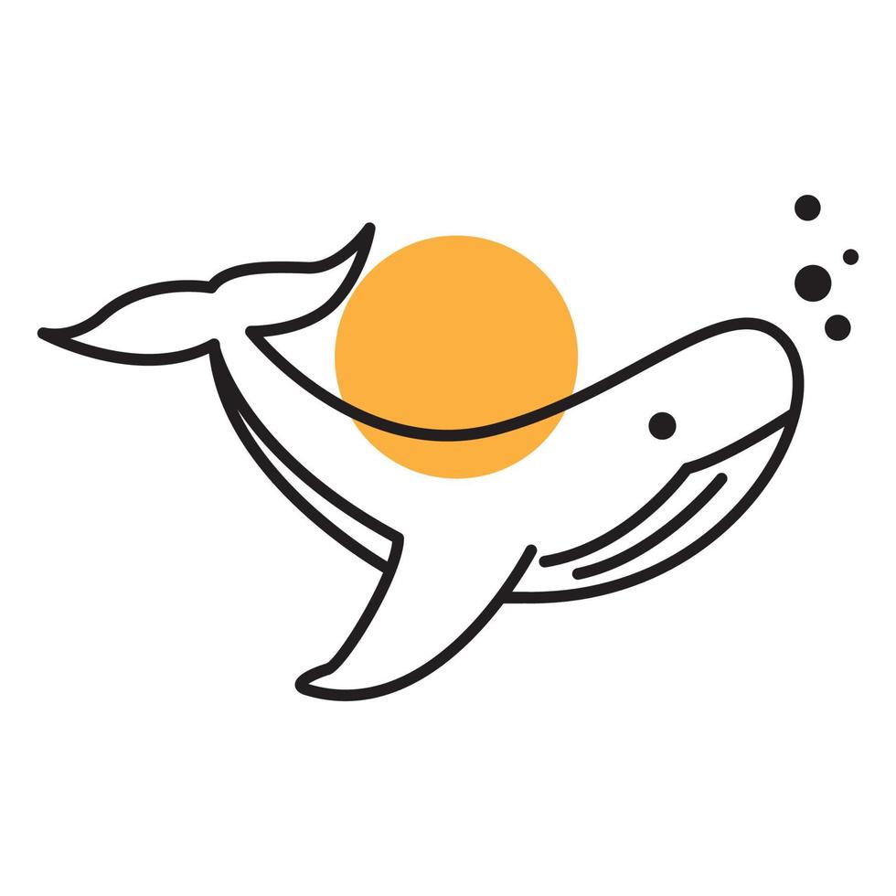 linhas peixes modernos baleia nadar logotipo símbolo vetor ícone ilustração design gráfico