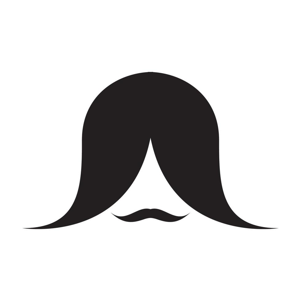 estilo de cabelo comprido com design de ilustração de ícone de vetor de logotipo de bigode