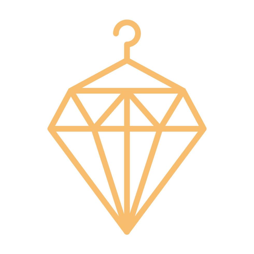 diamante de linhas com ilustração de design gráfico de vetor de ícone de logotipo de cabide