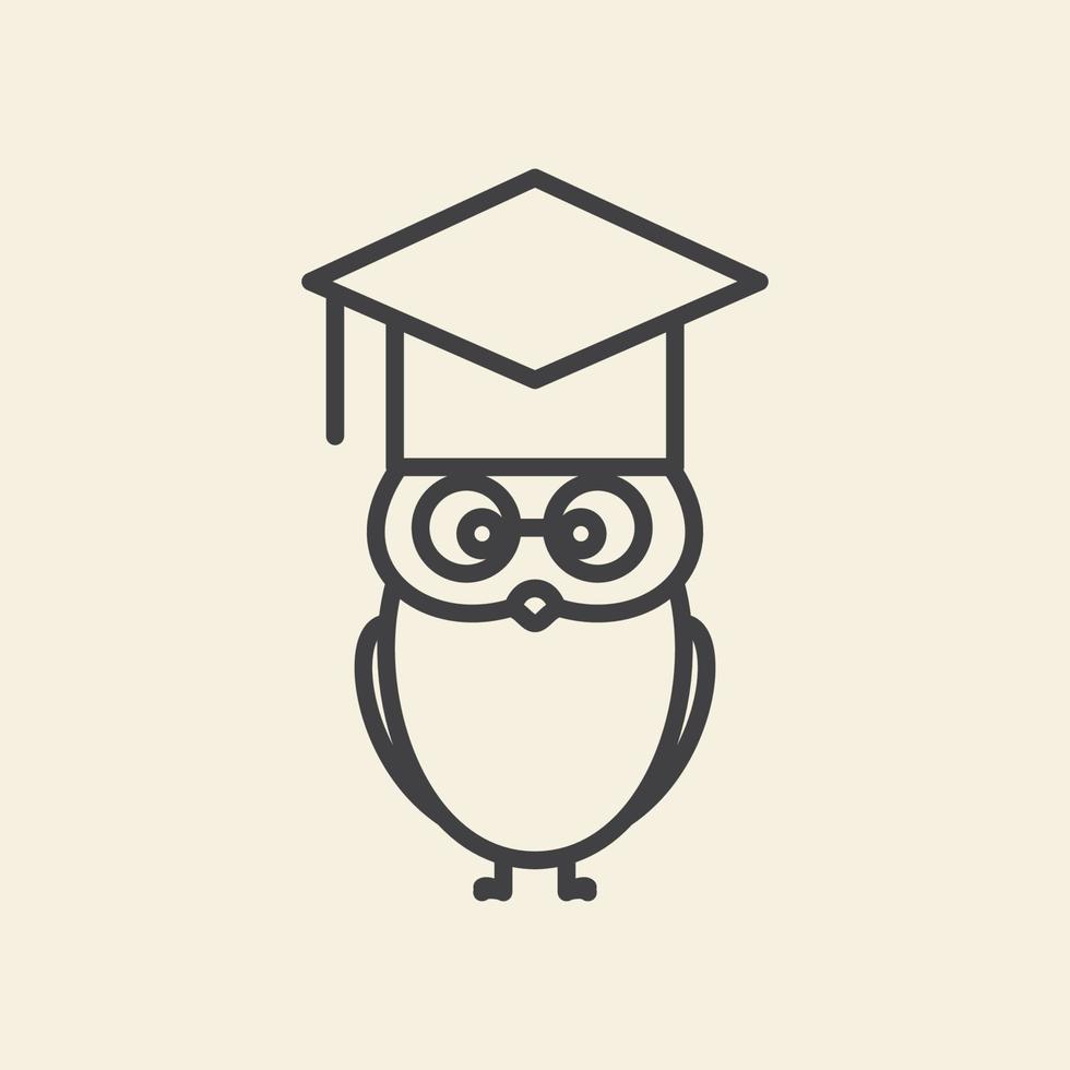 linhas de coruja bonitinha com academia estuda logotipo vetor ícone símbolo ilustração design gráfico