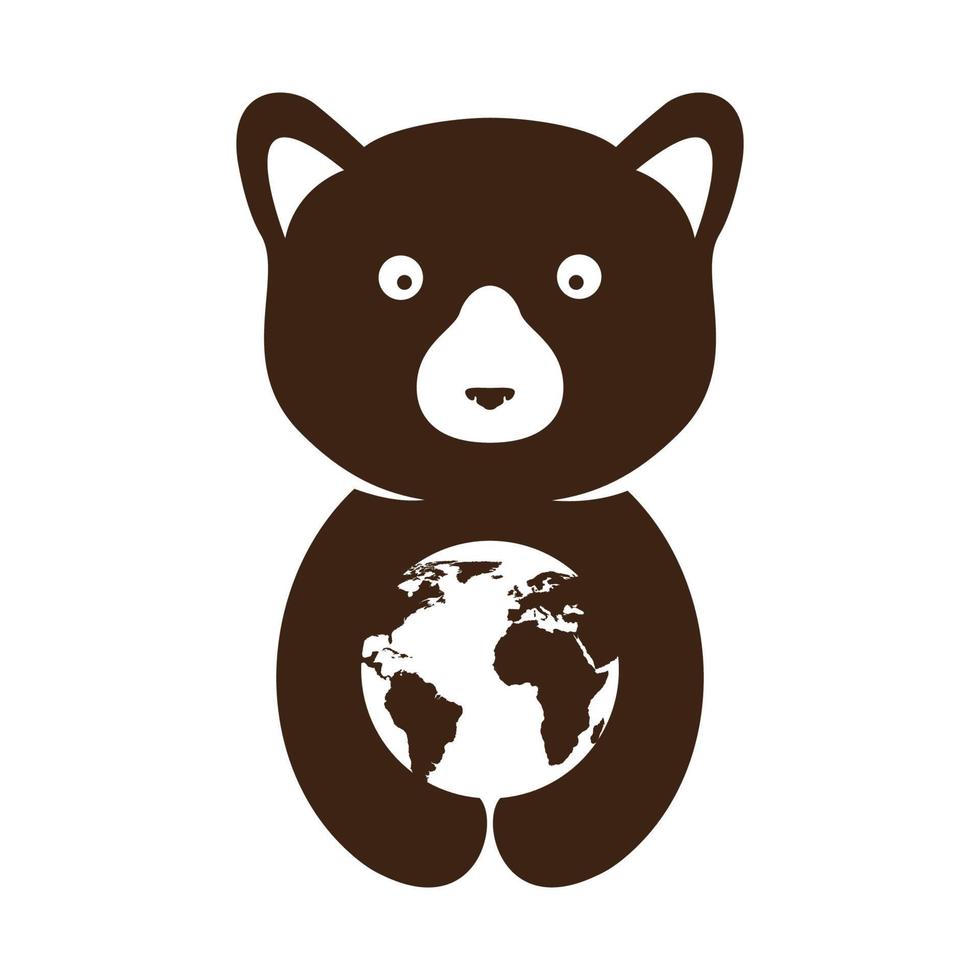 urso de mel animal fofo com ilustração de design gráfico de vetor de ícone de símbolo de logotipo de terra