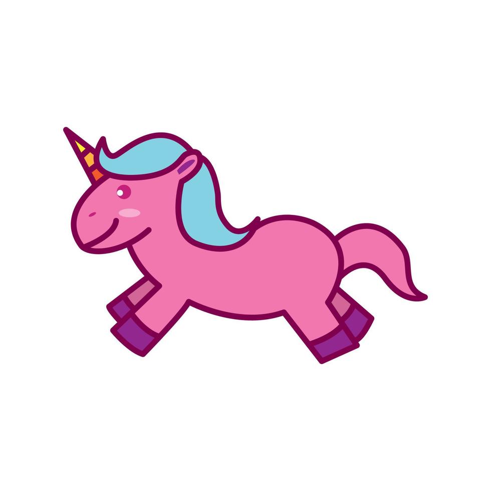 ilustração vetorial de ícone de logotipo de salto de desenho animado bonito de unicórnio ou cavalo vetor