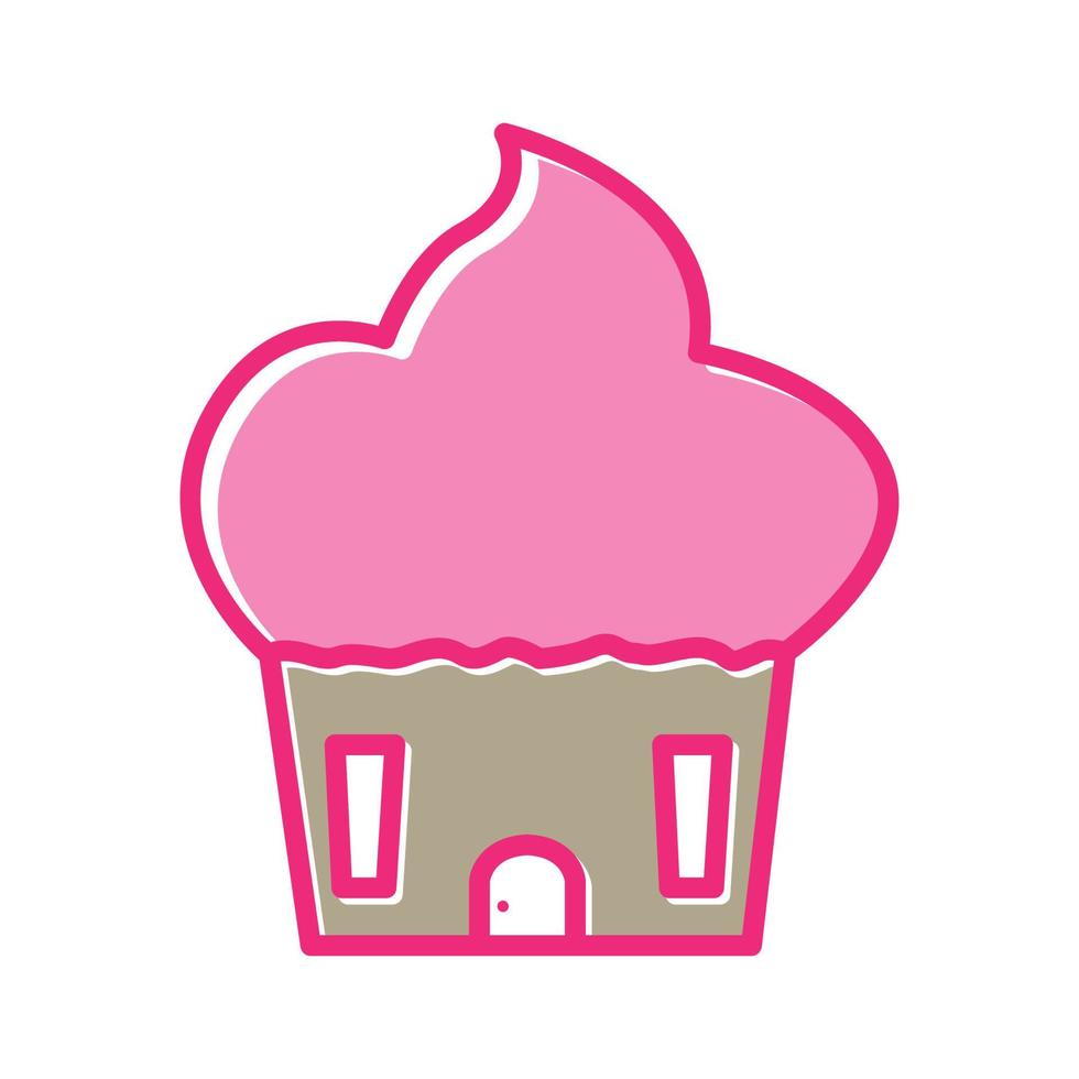 casa em casa com design de ilustração de ícone de vetor de logotipo colorido de bolo