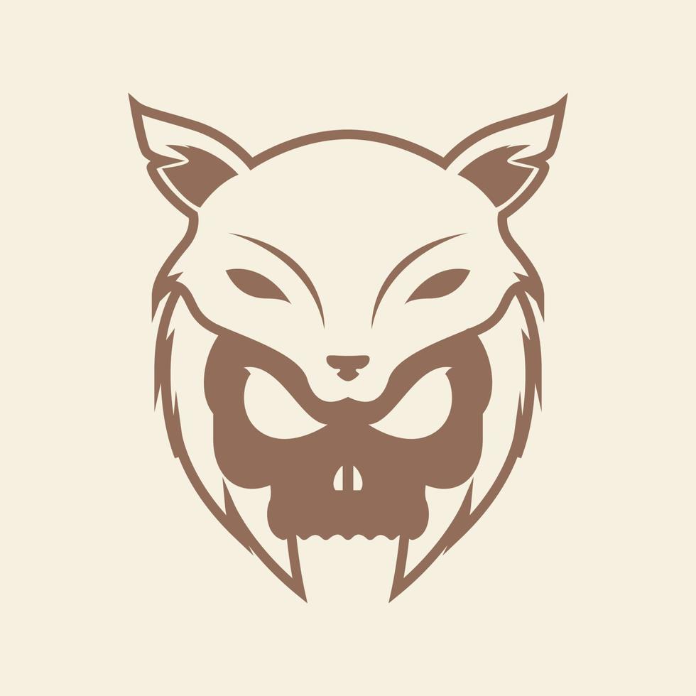 crânio com design de logotipo vintage de raposa símbolo gráfico de vetor ícone sinal ilustração ideia criativa