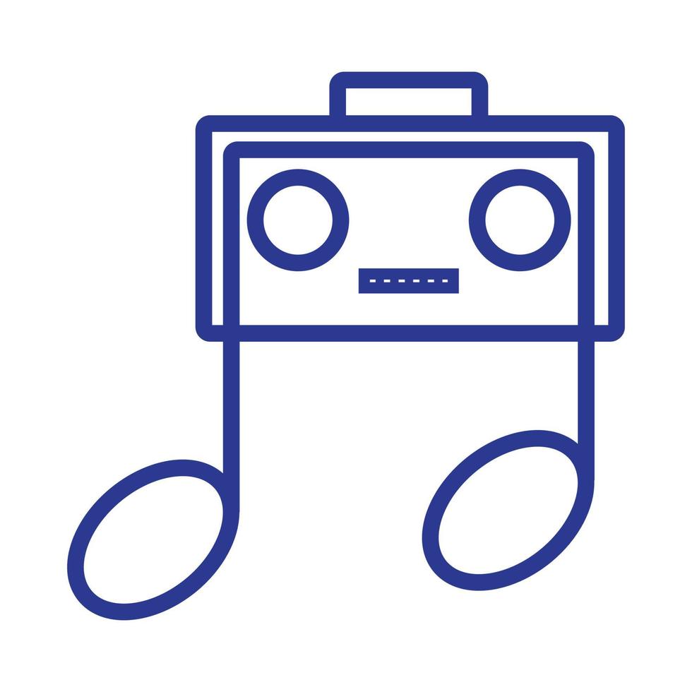 rádio de linhas com ilustração de design de ícone de símbolo de vetor de logotipo de nota musical