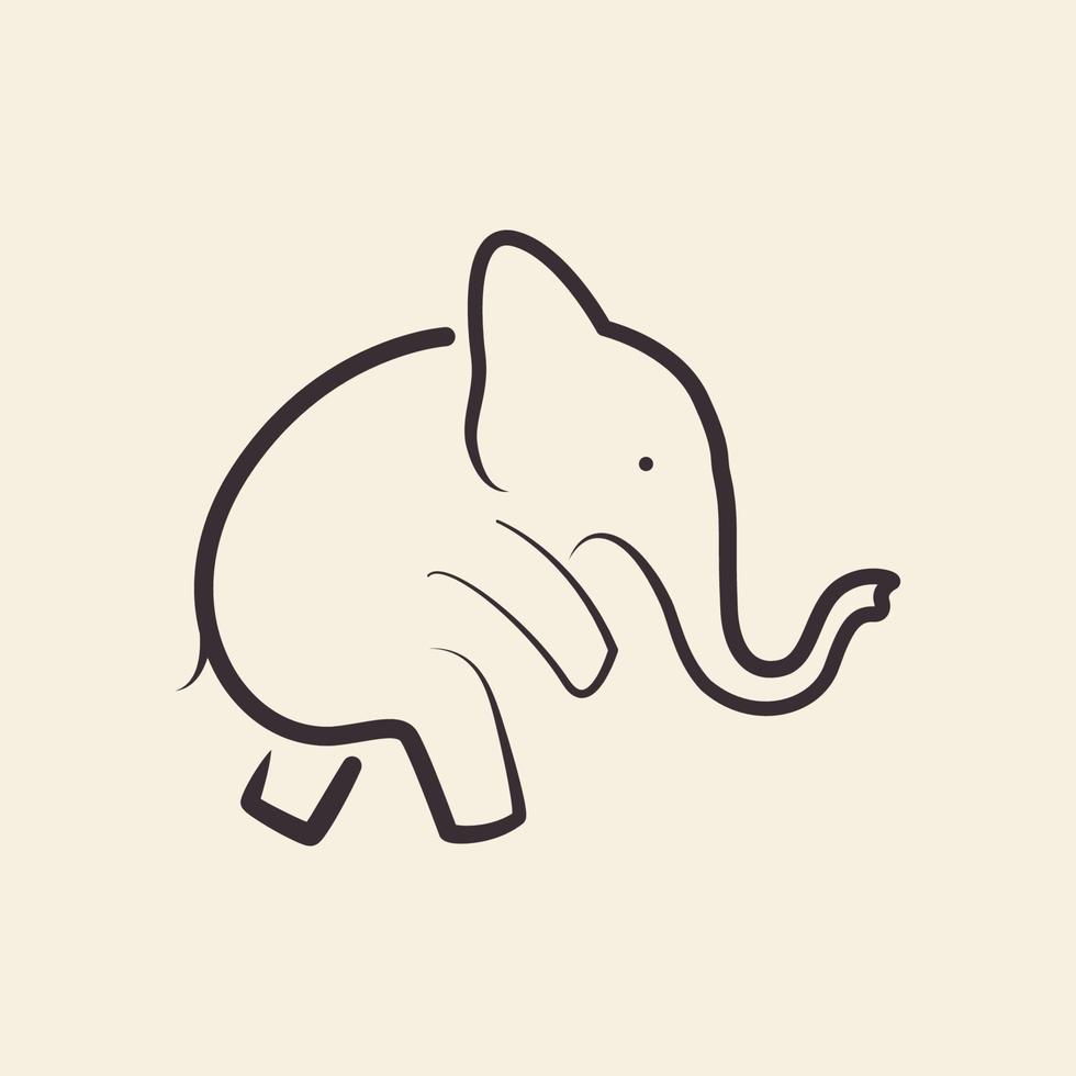 linha hipster pequeno elefante logotipo símbolo ícone vetor design gráfico ilustração ideia criativa