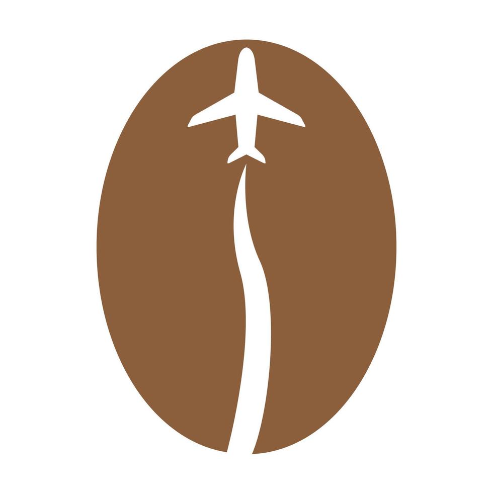 grãos de café com logotipo do avião símbolo vetor ícone ilustração design gráfico