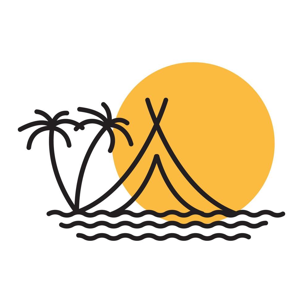 acampamento praia linhas logotipo símbolo ícone vetor ilustração design gráfico