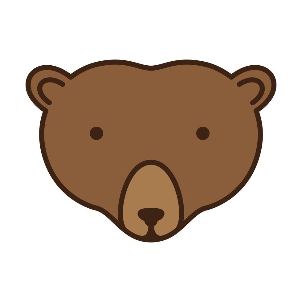 urso cabeça grisalha bonito design de ilustração vetorial de logotipo simples vetor