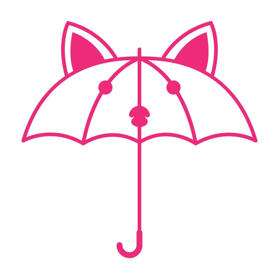 guarda-chuva com logotipo de estilo de gato vetor símbolo ícone design ilustração gráfica