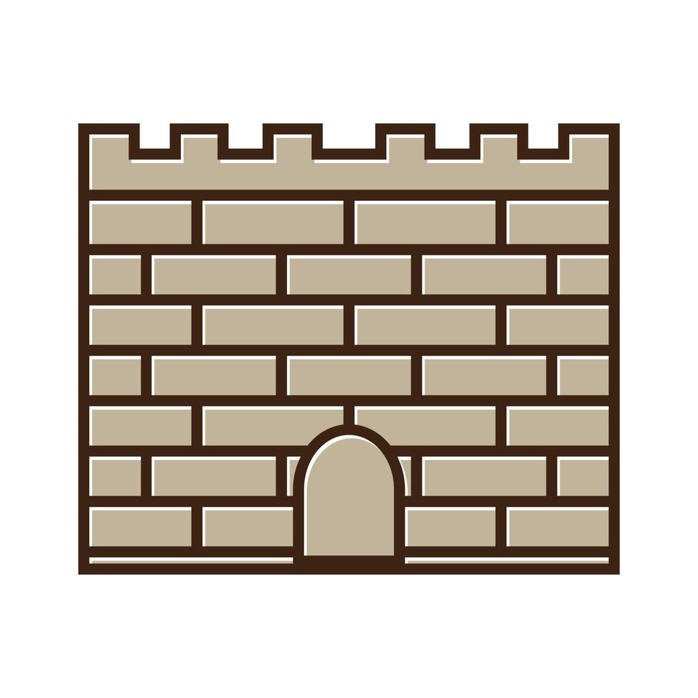 design de ilustração de ícone de vetor de logotipo vintage de castelo de parede de pedra
