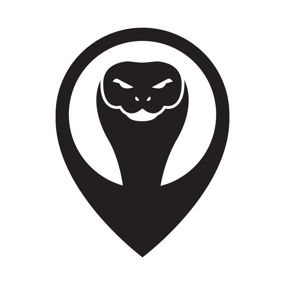 cobra com logotipo de localização do mapa de pinos ilustração do design do ícone do símbolo do vetor