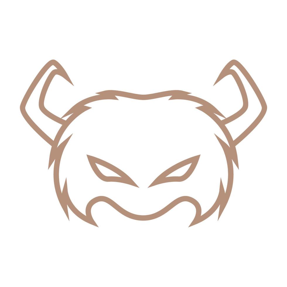 linha de máscara de monstro com design de logotipo de chifre vetor símbolo gráfico ícone sinal ilustração ideia criativa