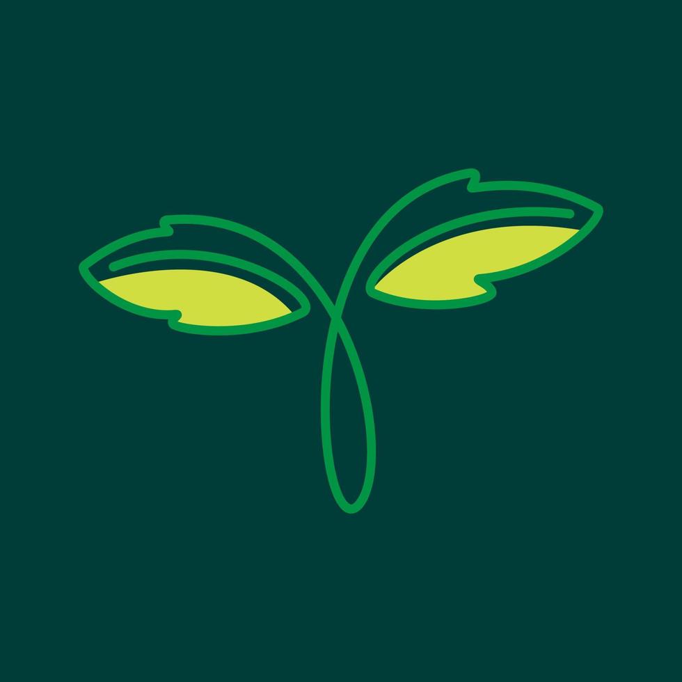 folha de hortelã verde arte fresca linhas design de logotipo colorido vetor ícone símbolo ilustração