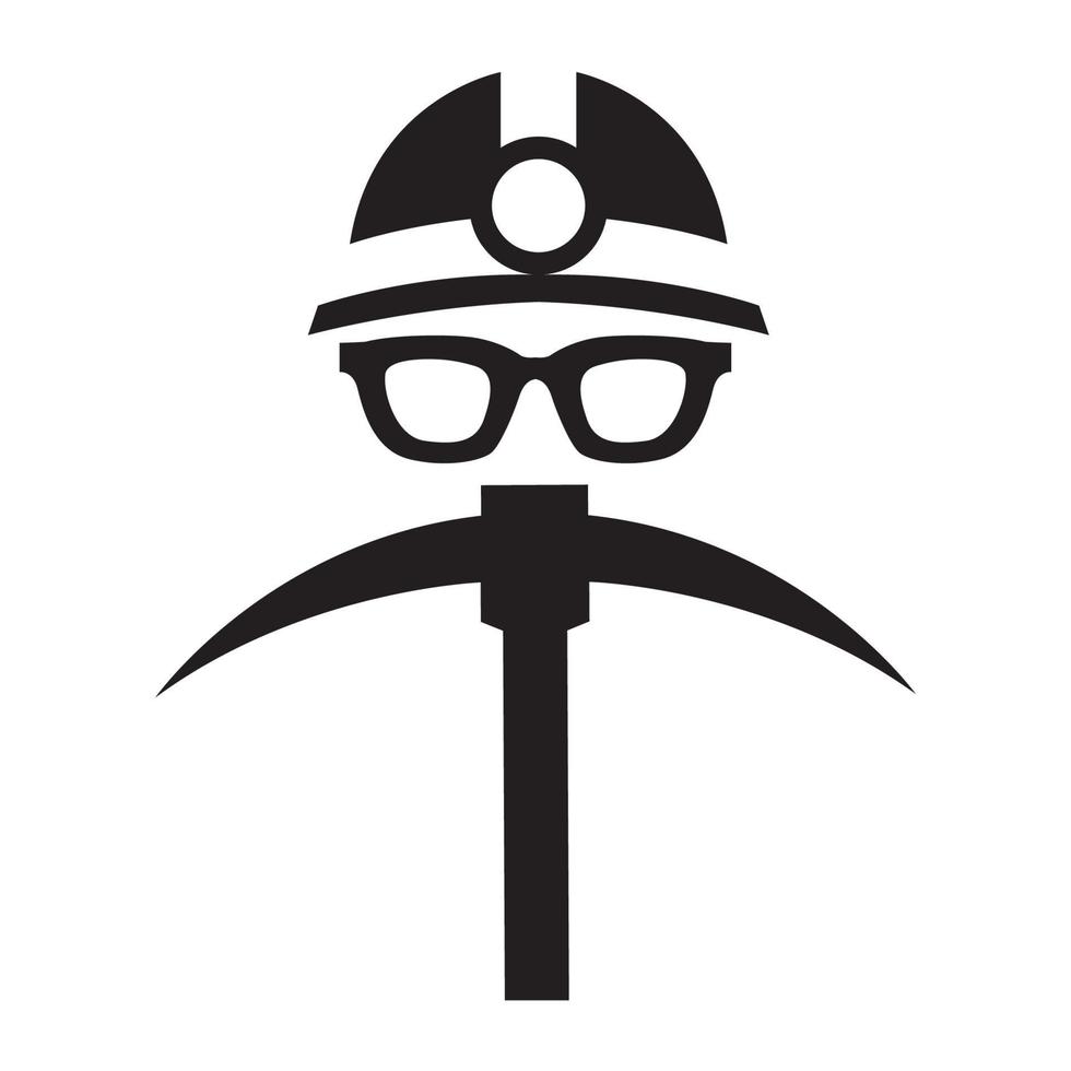 cabeça mineira trabalhador logotipo vetor símbolo ícone design ilustração gráfica